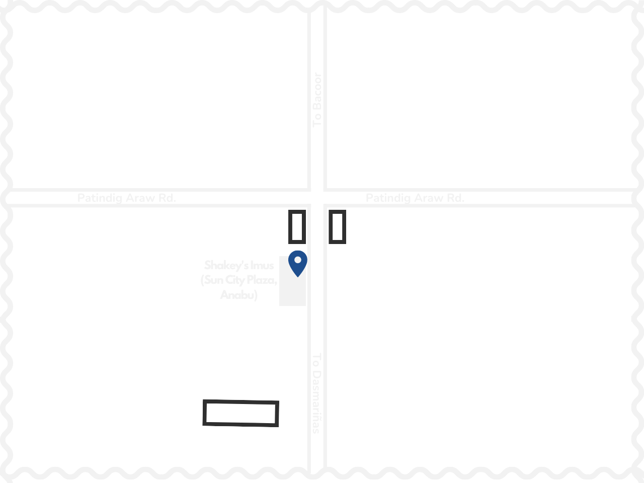 A map of Imus pinned at Shakey's Imus.